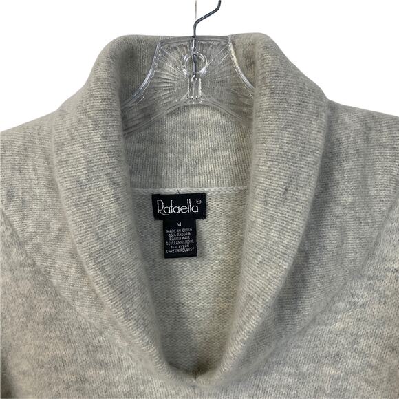 Women's M RAFAELLA Medium Angora Lambswool Shawl Collar Sweater Gray Fuzzy Soft - Picture 2 of 9